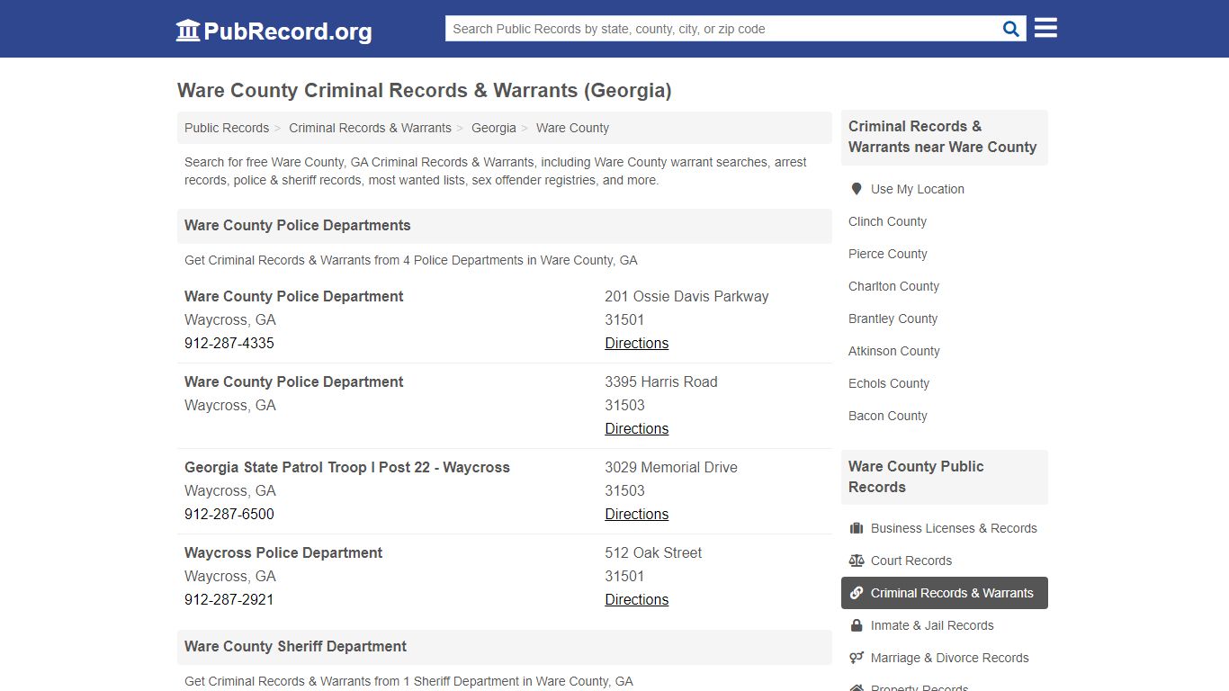 Free Ware County Criminal Records & Warrants (Georgia ...